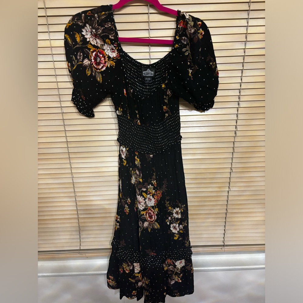 Southern Vibe Puff Shoulder Print Midi Dress